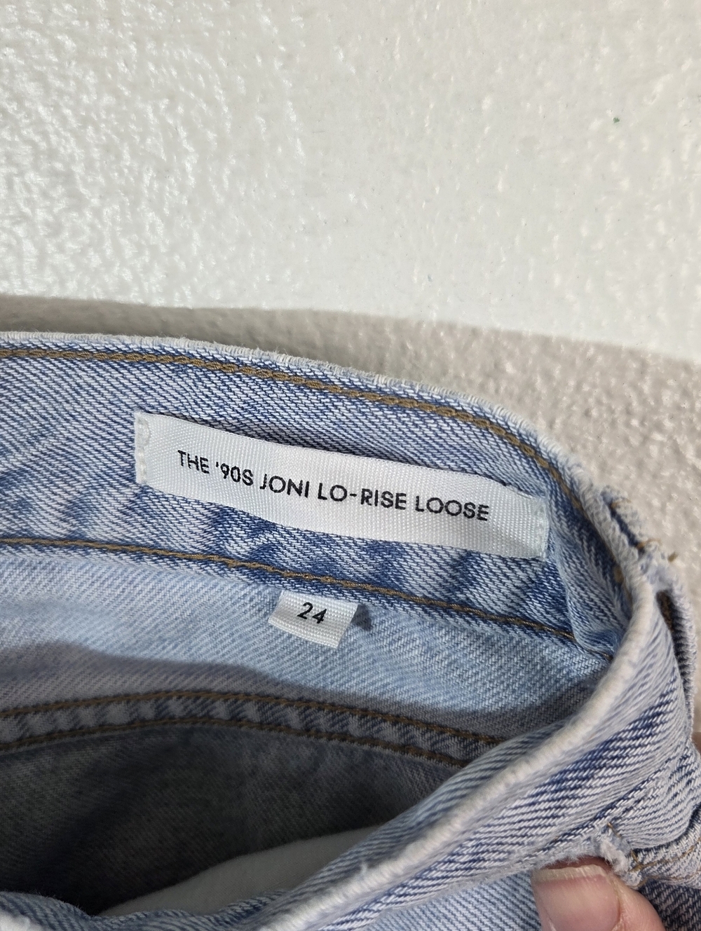 Denim Forum The 90s Joni Lo-Rise Loose Jeans Womens 24 Light Wash Button Fly Raw - Picture 12 of 13
